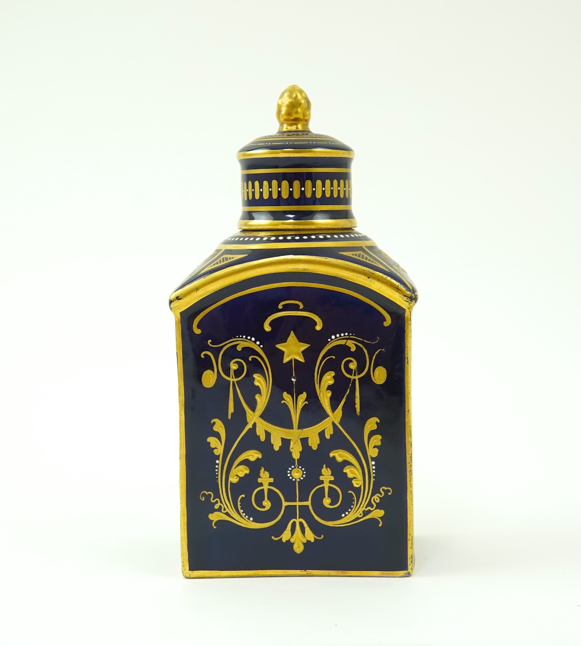 A Vienna style porcelain tea caddy and cover, late 19th century
